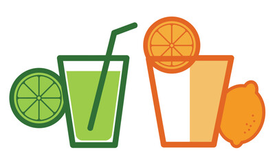 glass of orange juice and lemon