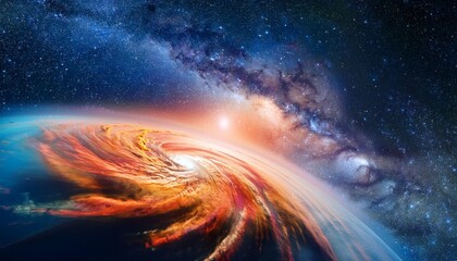 a breathtaking panoramic view of a vibrant nebula swirling cosmic dust and distant galaxies perfect for science fiction astronomy or space exploration projects universe milky way