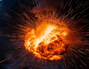 fiery explosion intense heat and light rapid expansion of gases perfect for illustrating concepts of combustion destruction or power devastation blast inferno