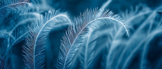 Elegant teal feather plumes abstract macro