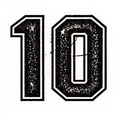 Stylized Number 10 Digital Art – Sharp Black and White Graphic with Contrasting Patterns
