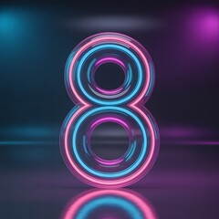 Neon Number 8 - Vibrant Glowing Digit with Futuristic Neon Lights and Digital Effects for Technology and Modern Design Concepts, Generative AI
