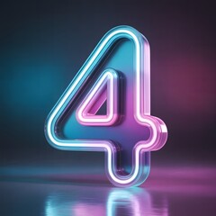 Futuristic glowing neon number 4 on a dark gradient background, ideal for digital interfaces, countdowns, technology, signage, and creative number design concepts – Generative AI.
