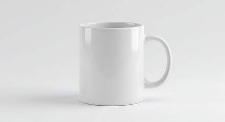 A clean, pristine white mug, perfect for any beverage. Its smooth surface and simple design offer a classic look