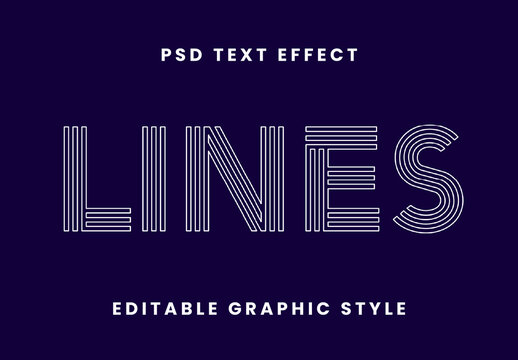 Black Lines Outline Font Striped Modern Display Text Effect