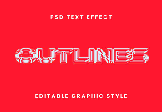 White Outlined Modern Font Contour Line Text Effect