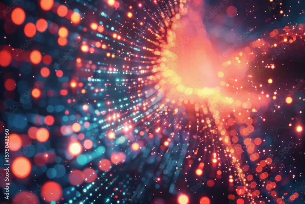 Wall mural colorful bokeh lights traveling at high speed creating an abstract background with a blurry effect