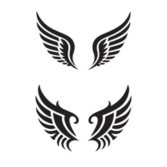 Fototapeta premium Set of Black Wing Silhouettes – Vector Wing Design for Tattoos, Logos, Stickers, and Graphic Art