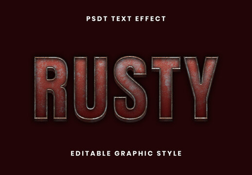 Red And Gray Rusty Metal Embossed Font Grunge Steel Text Effect