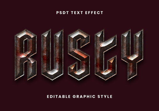 Gray And Red Rusty Beveled Metal Font Grunge Embossed Text Effect