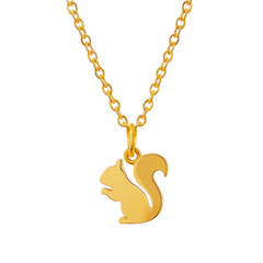 Squirrel silhouette necklace pendant on gold chain