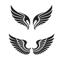 Fototapeta premium Set of Black Wing Silhouettes – Vector Wing Design for Tattoos, Logos, Stickers, and Graphic Art