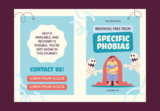 Beige And Blue Specific Phobia Mental Health Awareness Campaign Brochure