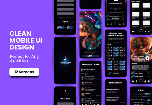 Black Music Streaming Mobile UI UX App Template