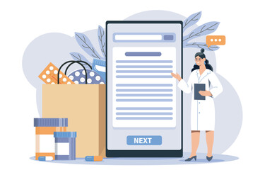 Online pharmacy consultation concept. Vector illustration