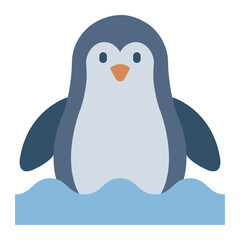 penguin flat icon for polar marine life and ocean habitat