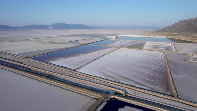 Aerial view of colorful salines and patterns, Turkey.