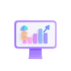 Obraz premium Display shows financial growth with an upward trending graph and a protective umbrella icon.