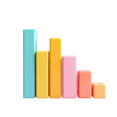 Colorful bar graph displaying a downward trend conveys data analysis and business performance.