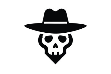 skull with hat vector icon