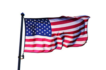 Fototapeta premium Flag of United States isolated with transparent background. American flag cutout on white
