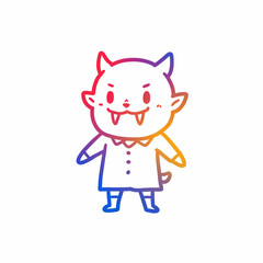 Cartoon monster character with fangs and colorful clothes for Halloween  