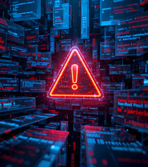 Computer System Compromised by AI Malware &ndash; Cyber Attack Warning Concept

