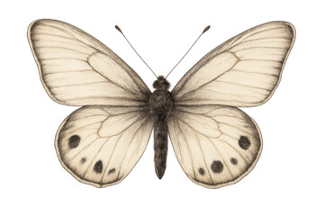 Detailed pencil drawing of a delicate butterfly, showcasing intricate wing patterns and a transparent background