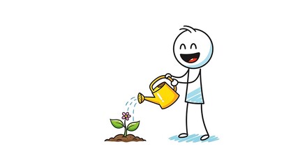 A person watering a plant