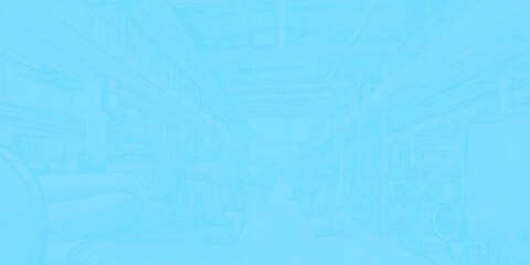 Obraz premium Blueprint factory interior industrial equipment scene