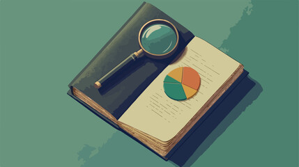 Isometric Style Notebook with Magnifying Glass