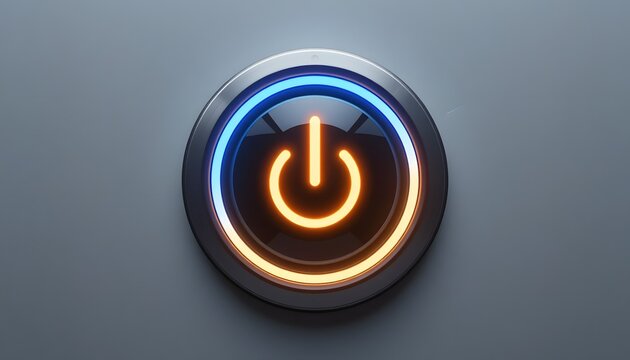 futuristic glowing power button in minimal background