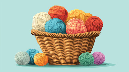 Knitting Thread and Yarns in Basket Vector