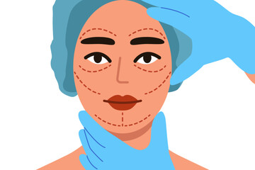 Plastic surgery woman face.Facial  lift correction 