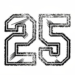 Modern Abstract Number 25 Illustration – Black and White Geometric Design