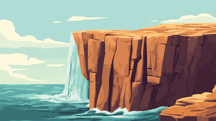 Majestic Sandstone Cliff Eroded by Flowing Water