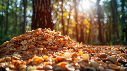 Uneven surface of dispersed dried peanut husks