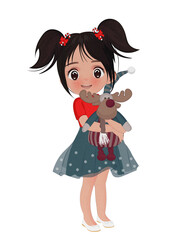 little girl with a dog