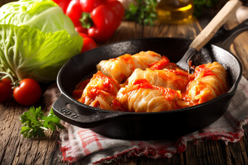 National Dishes of Hungary - Hungarian cabbage rolls (töltött káposzta) - cabbage leaves stuffed with meat

