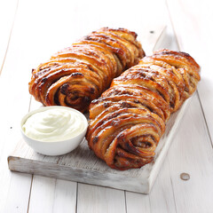 National Dishes of Hungary - Kurtőskalács  and souse- a caramelized cylindrical bun with cinnamon added.
