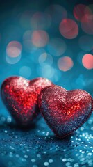 Obraz premium Heart-shaped jewelry box featuring pearls, lace, and beads, alongside a transparent box lined with red fabric