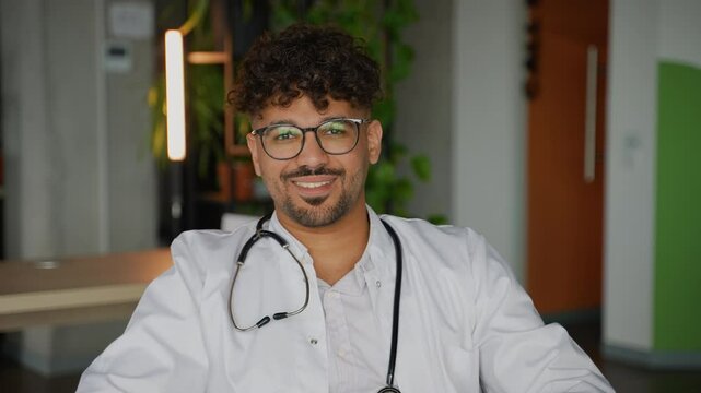 Doctor expressing different emotions in medical office