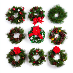 christmas wreath on white background