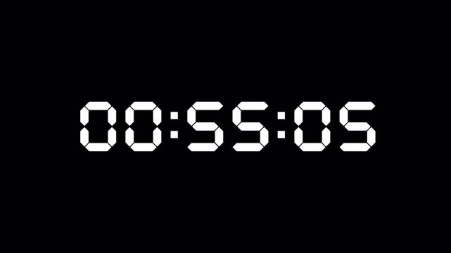 Digital countdown timer one second animation from 60 to 0 seconds, 60 second digital countdown, Countdown timer, Countdown video