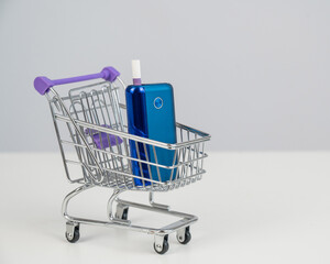 Electronic cigarette in a shopping cart. Tobacco heating system. 
