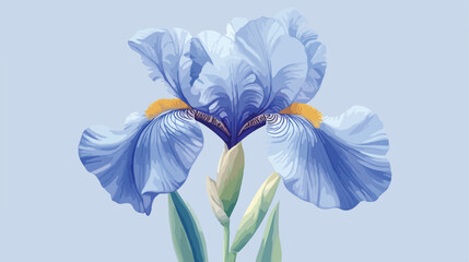 Elegant Blue Iris Flower Illustration in Pastel Tones