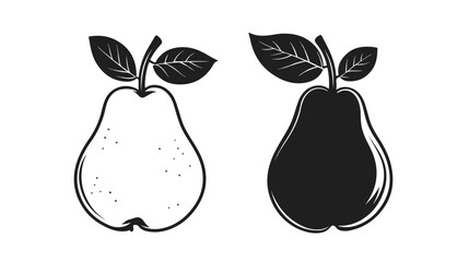 Modern Black and White Pear Flat Vector Icon for Designers