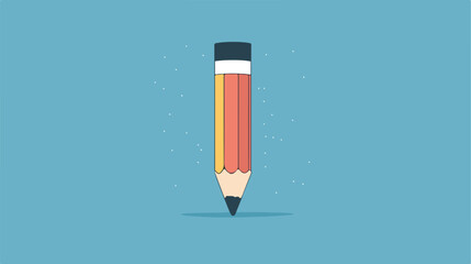 Flat Vector Illustration of Pencil and Eraser Isolated