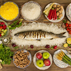Traditional dishes for Ramadan - Masgouf - a baked fish dish.