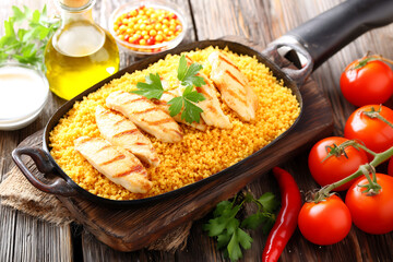 Traditional Ramadan Dishes - Couscous - Couscous - granulated semolina with chicken